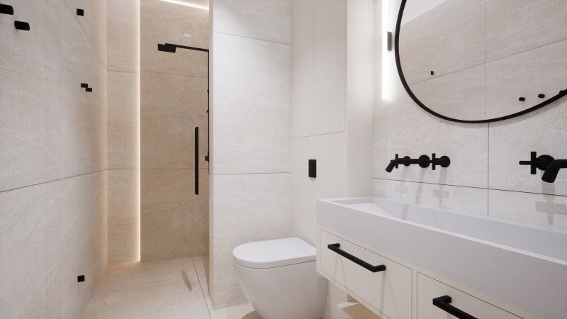 łazienka-w-beżach-z-czarnymi-detalami