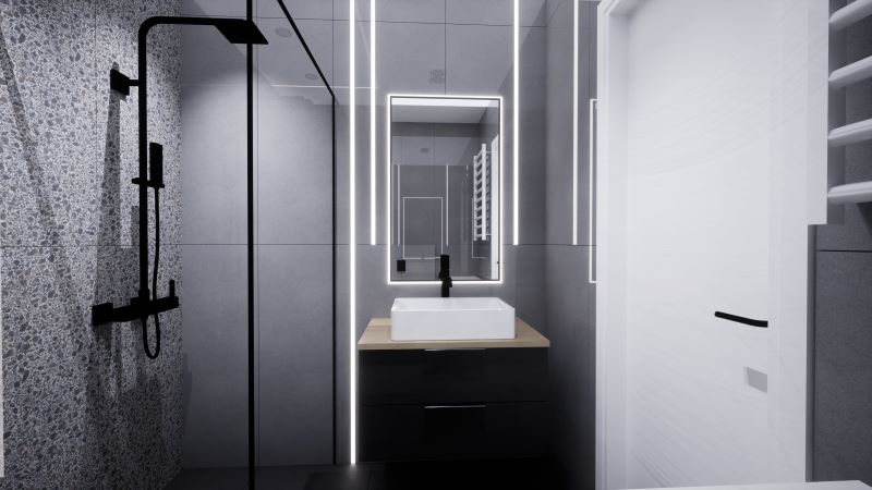łazienka-w-szarościach-z-oświetleniem -led