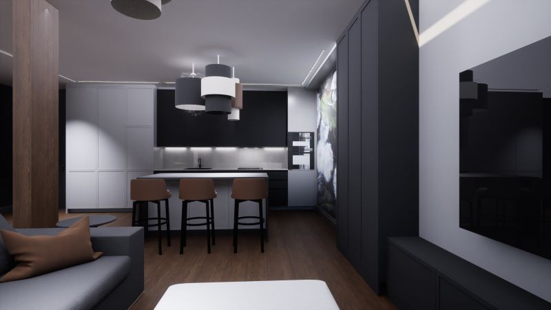 minimalistyczna-kuchnia-w-szarości-i-antracycie