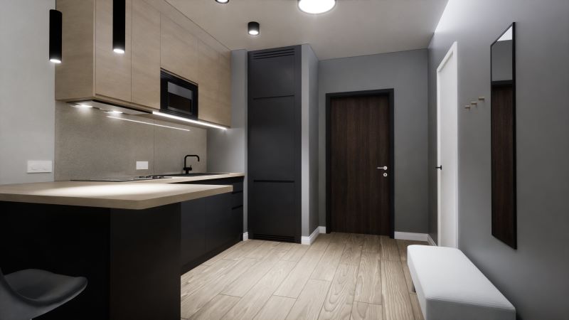 kuchnia-z-półwyspem-w-drewnie-i-antracycie