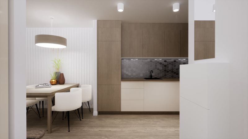 minimalistyczna-otwarta-kuchnia-w-beżu-i-drewnie