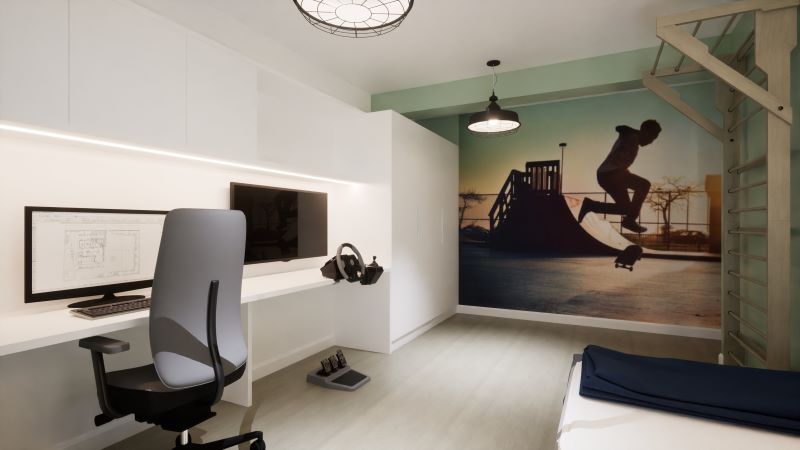 tapeta-i-drabinka-gimnastyczna-w-pokoju-dla-chłopca