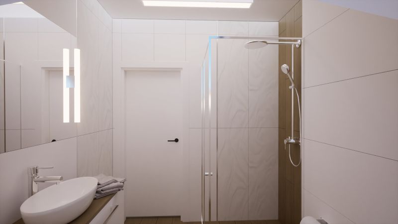 płytka-3D-w łazience-w-bieli-i-drewnie
